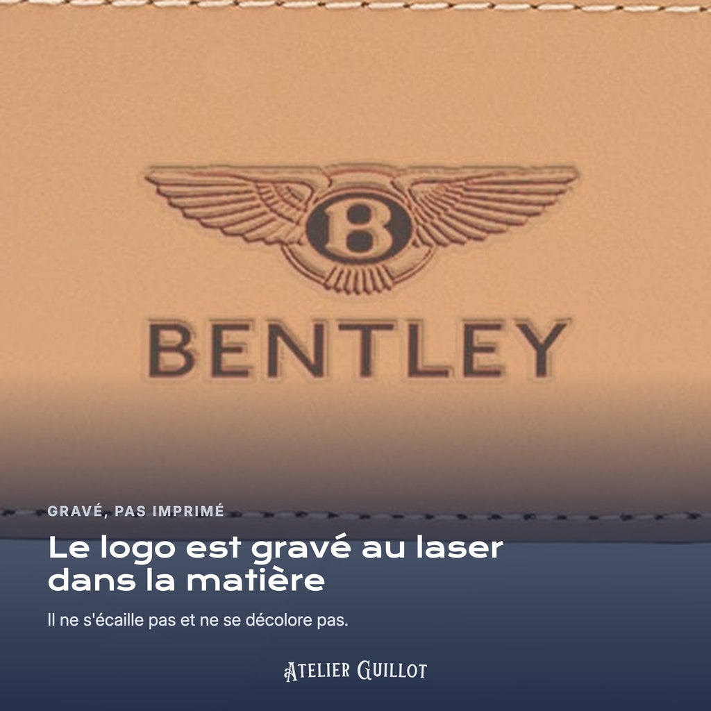 Logo Bentley gravé au laser dans le simili cuir