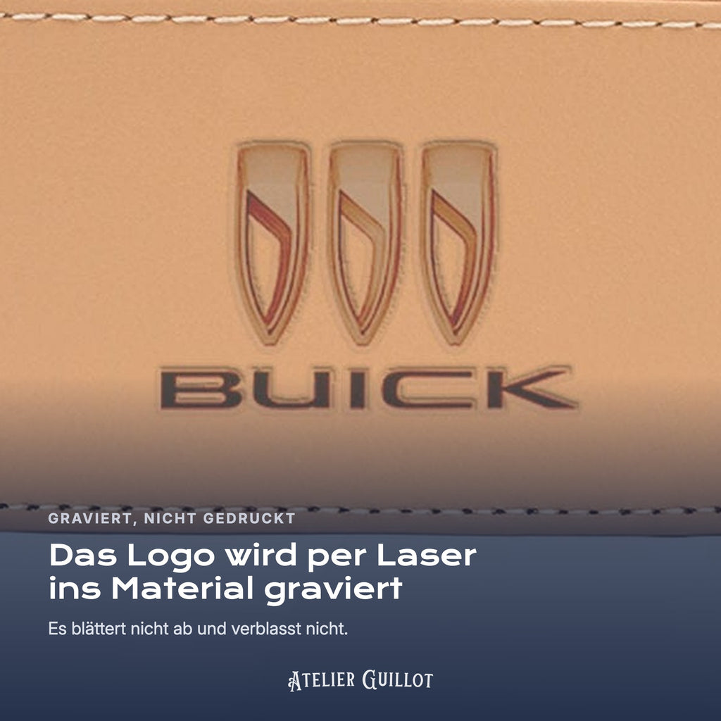 Logo Buick, per Laser in Kunstleder graviert