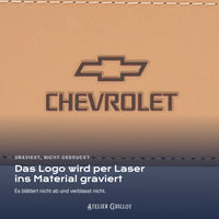 Logo Chevrolet, per Laser in Kunstleder graviert