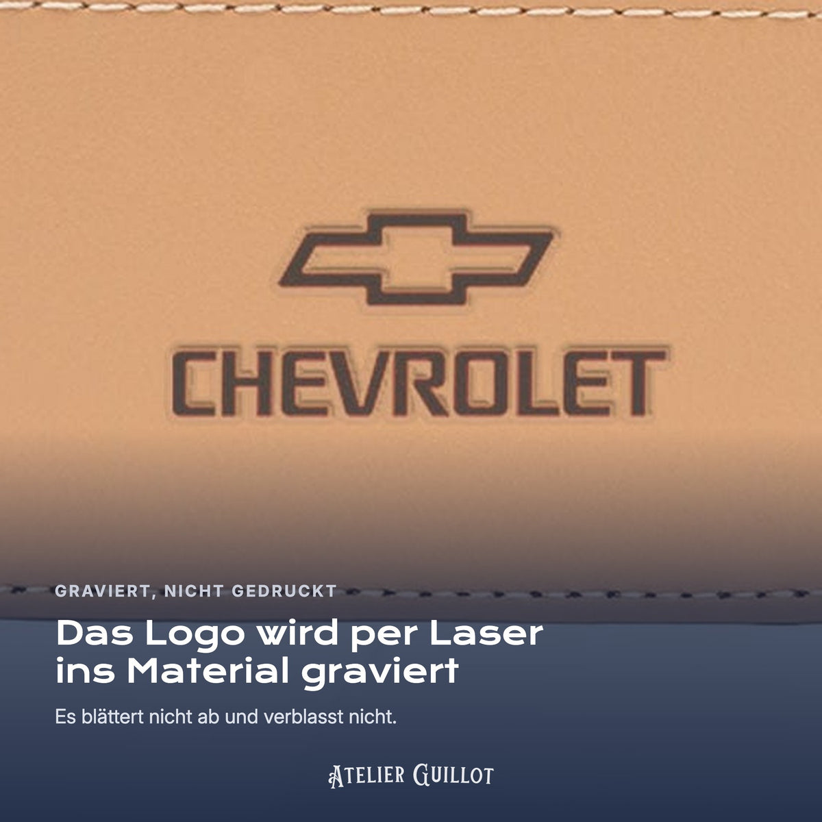 Logo Chevrolet, per Laser in Kunstleder graviert