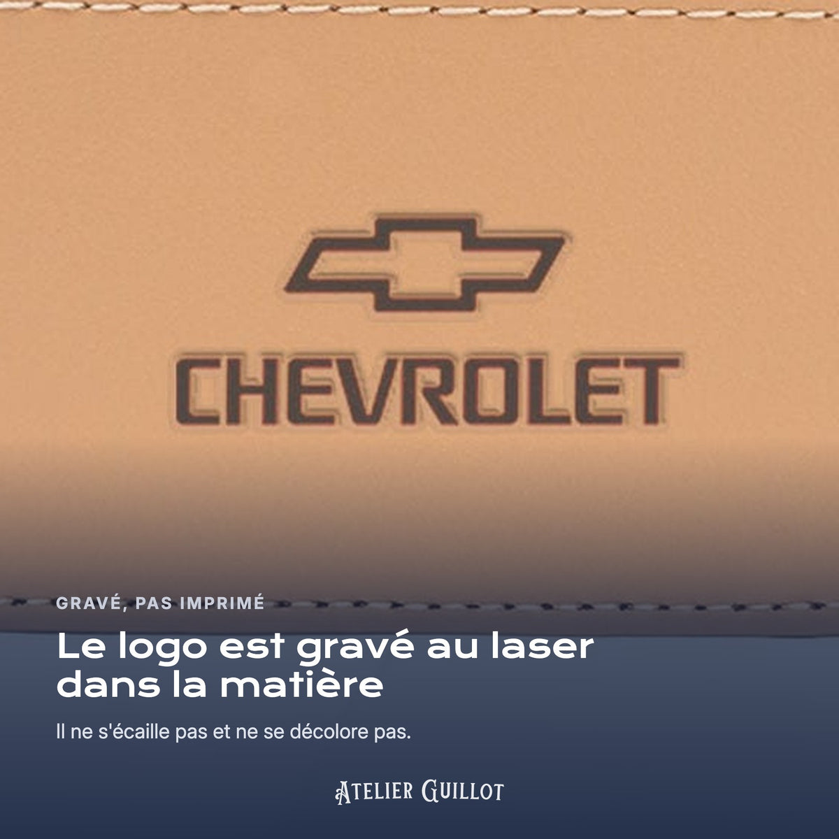 Logo Chevrolet gravé au laser dans le simili cuir