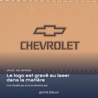 Logo Chevrolet gravé au laser dans le simili cuir