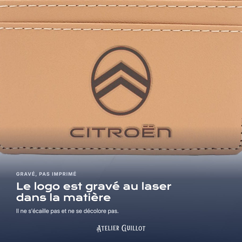 Logo Citroën gravé au laser dans le simili cuir