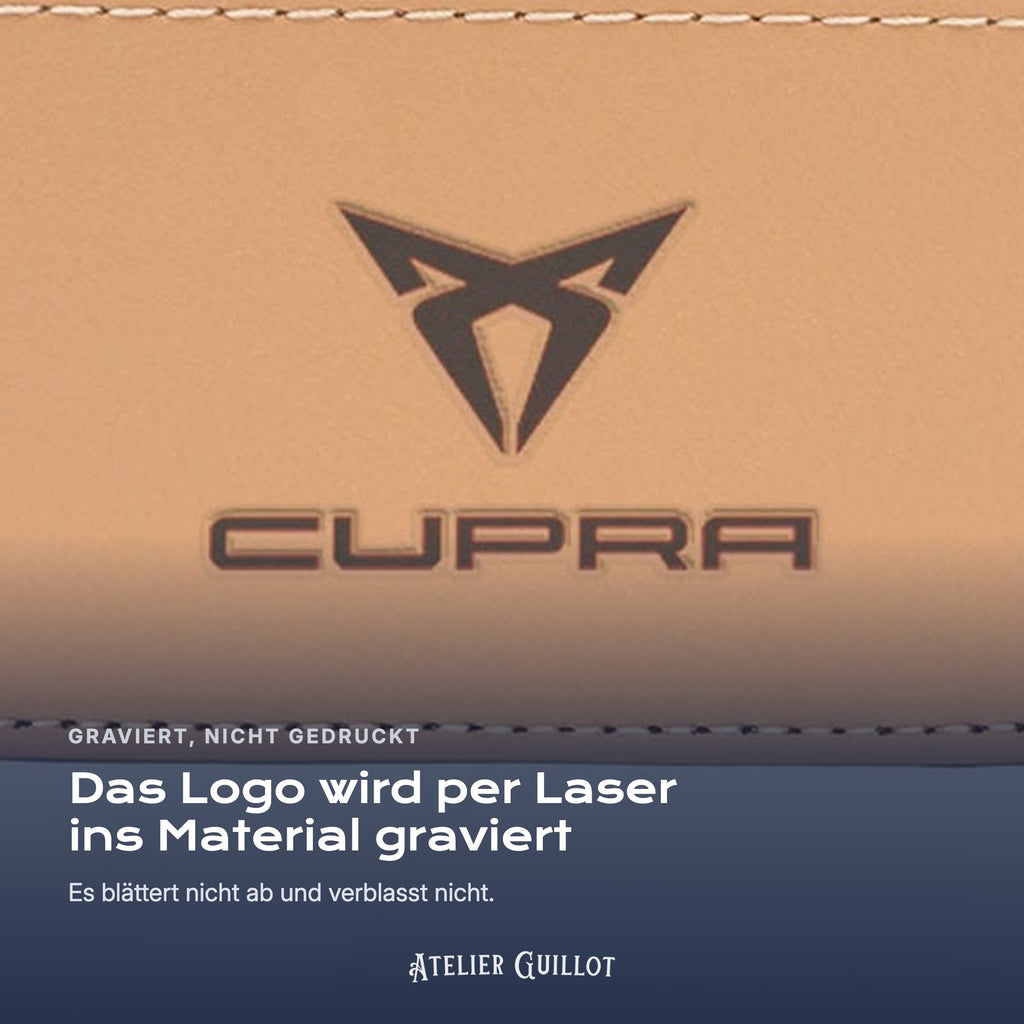 Logo Cupra, per Laser in Kunstleder graviert