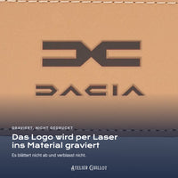 Logo Dacia, per Laser in Kunstleder graviert