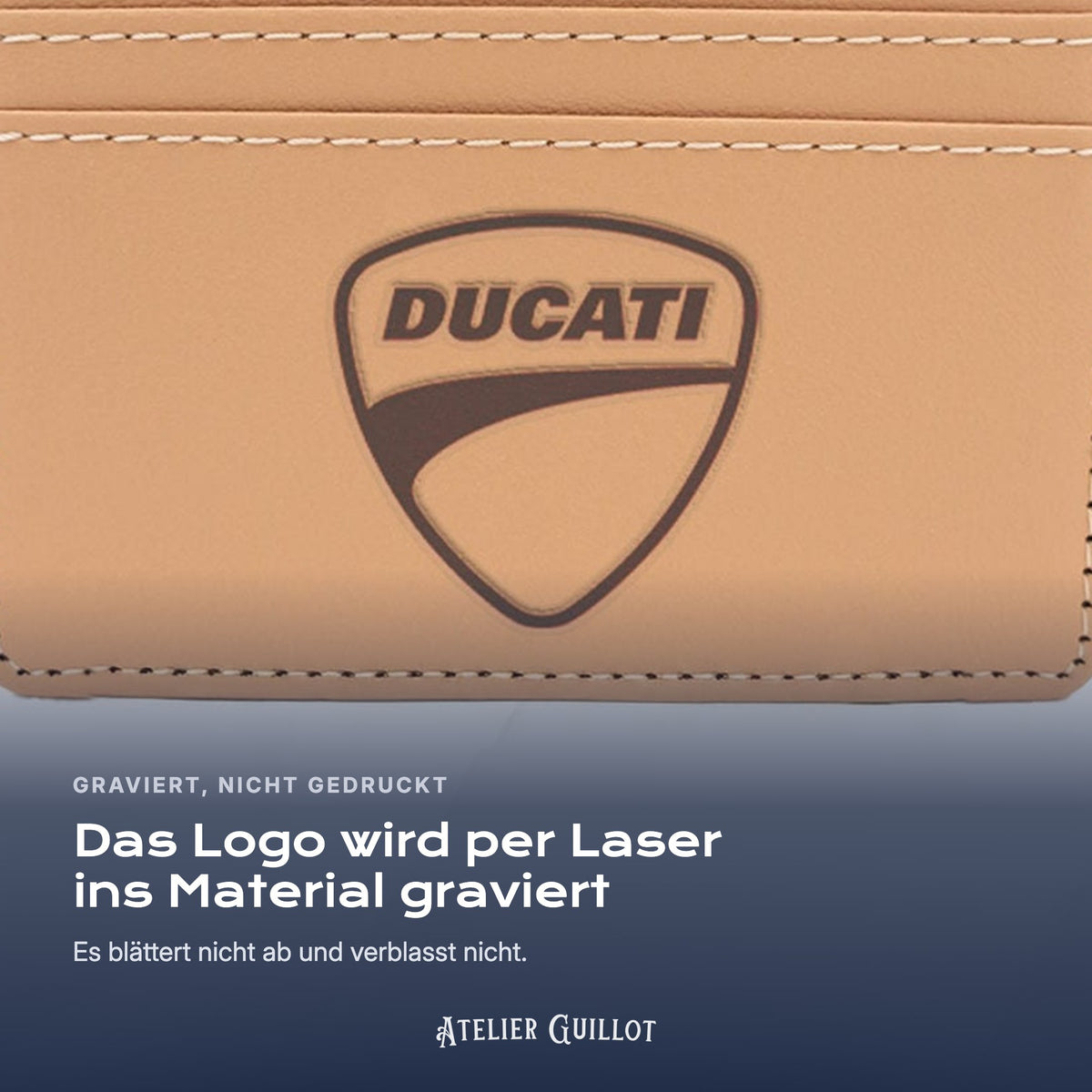 Logo Ducati, per Laser in Kunstleder graviert