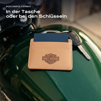 Kartenetui Harley-Davidson neben einem Schlüssel, schlankes Format