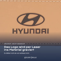 Logo Hyundai, per Laser in Kunstleder graviert