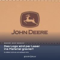 Logo John Deere, per Laser in Kunstleder graviert