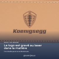 Logo Koenigsegg gravé au laser dans le simili cuir