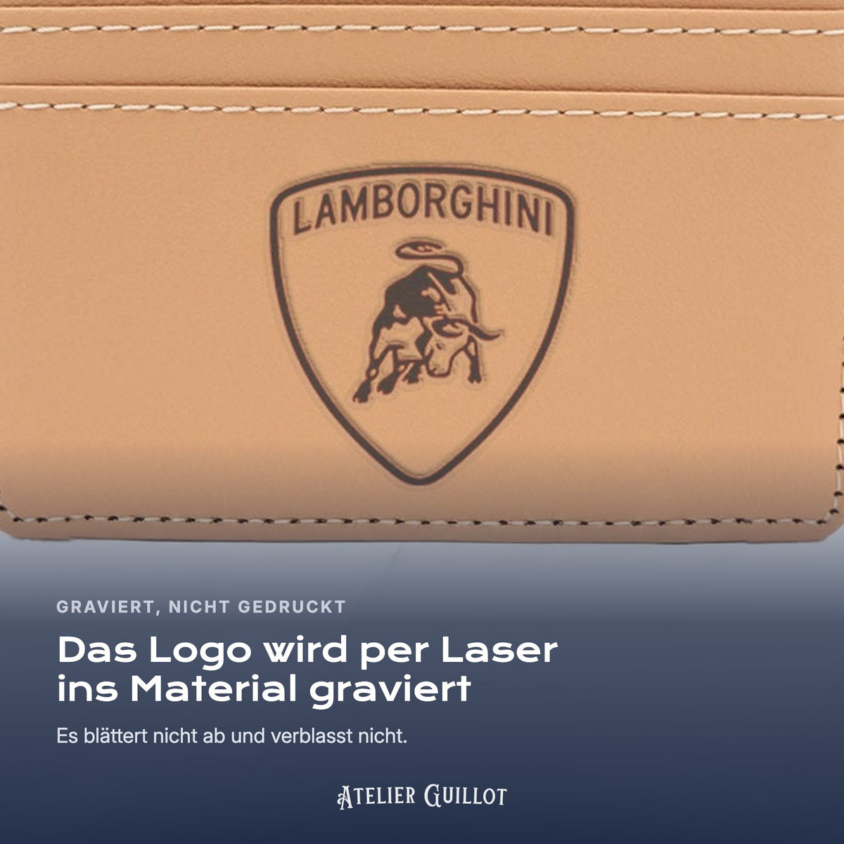 Logo Lamborghini, per Laser in Kunstleder graviert