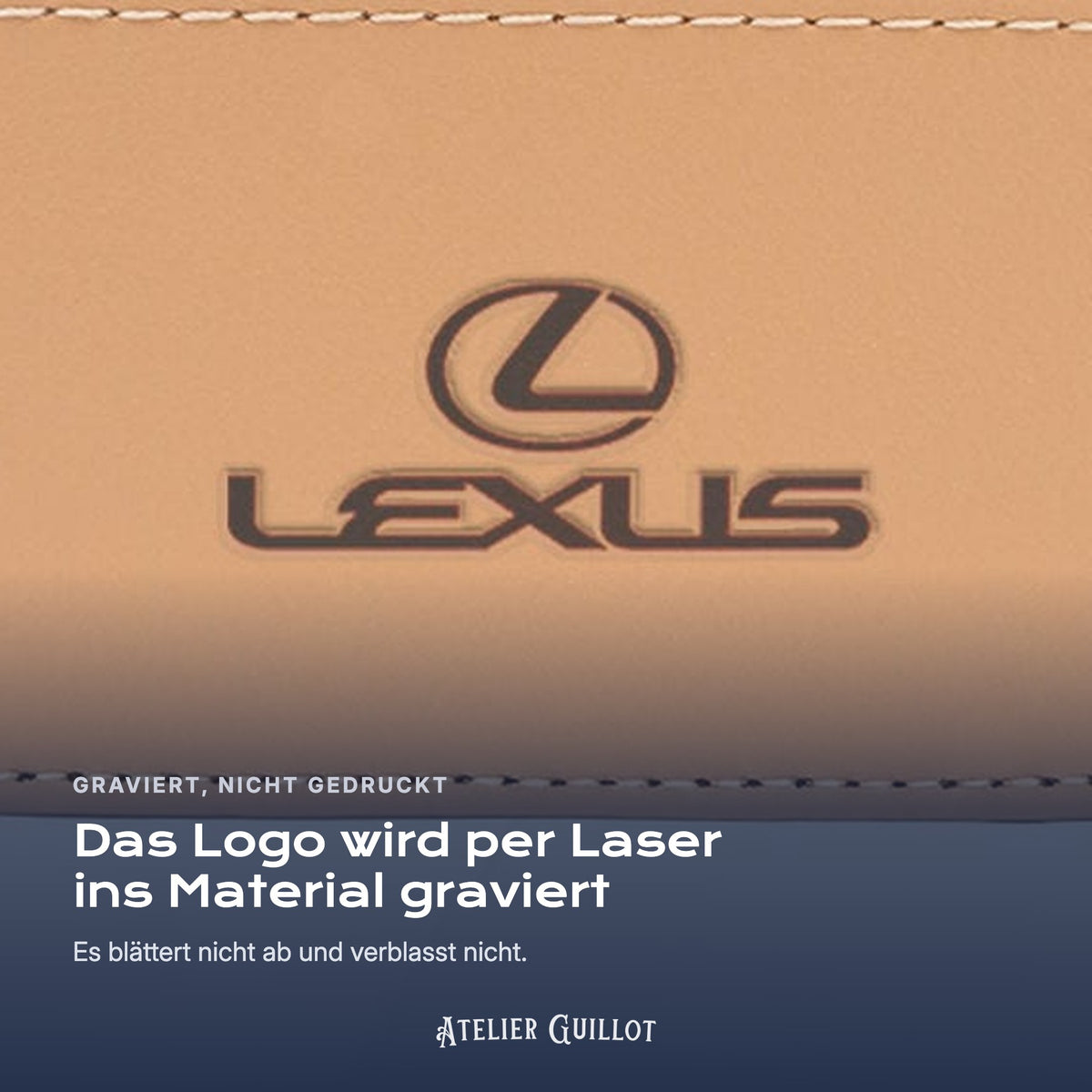 Logo Lexus, per Laser in Kunstleder graviert