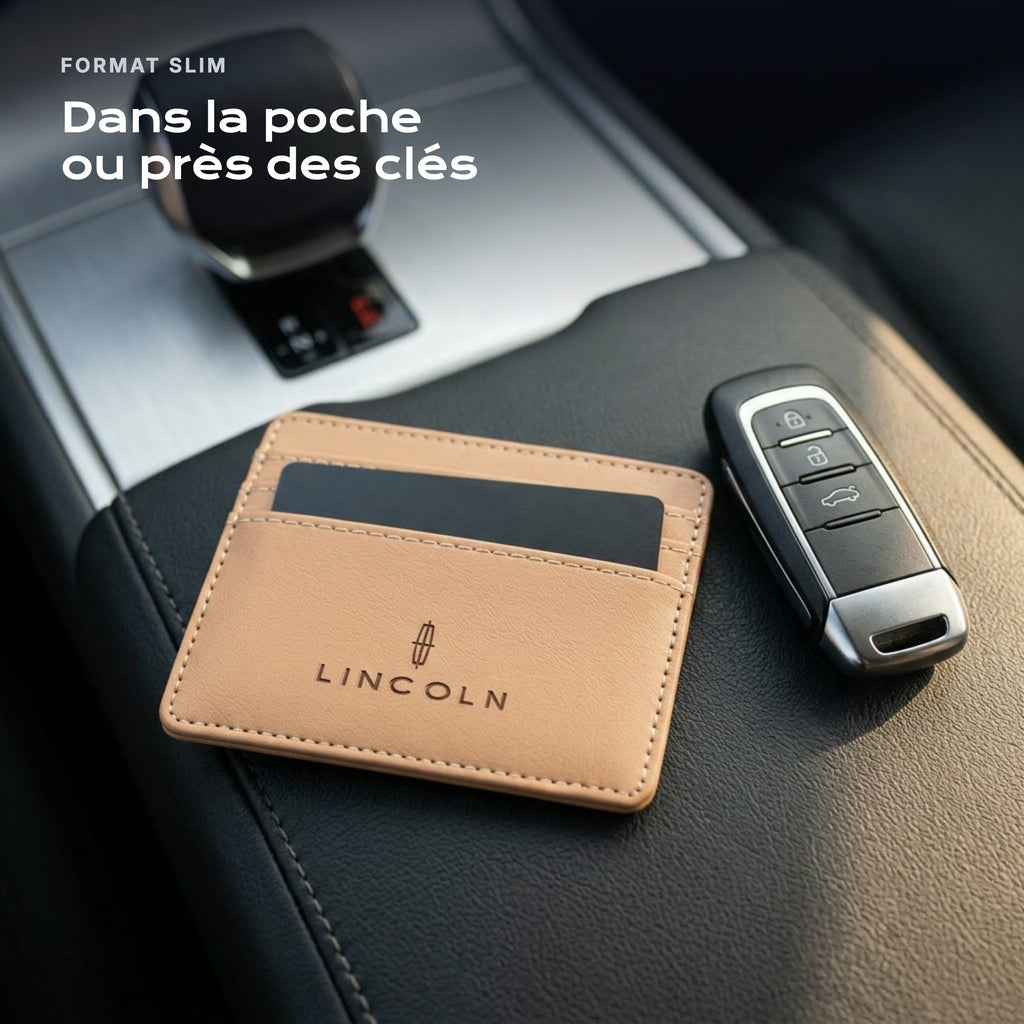Porte-carte bancaire Lincoln près d'une clé, format slim