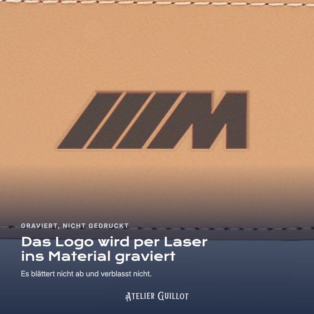 Logo Pack M, per Laser in Kunstleder graviert