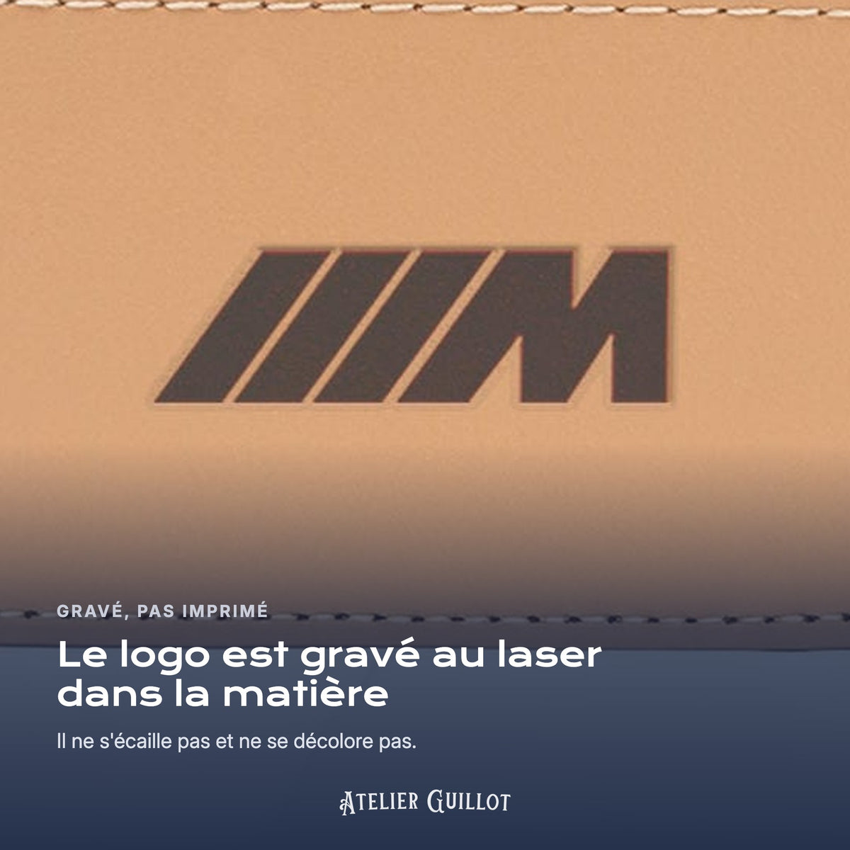 Logo Pack M gravé au laser dans le simili cuir