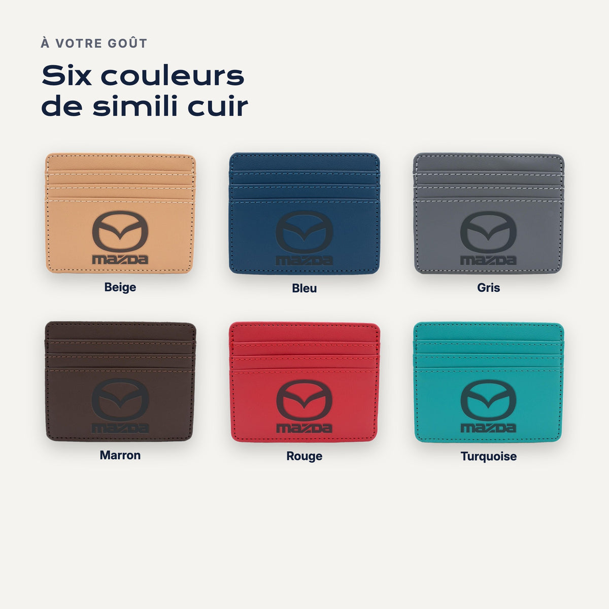 Porte-carte bancaire Mazda : les couleurs de simili cuir