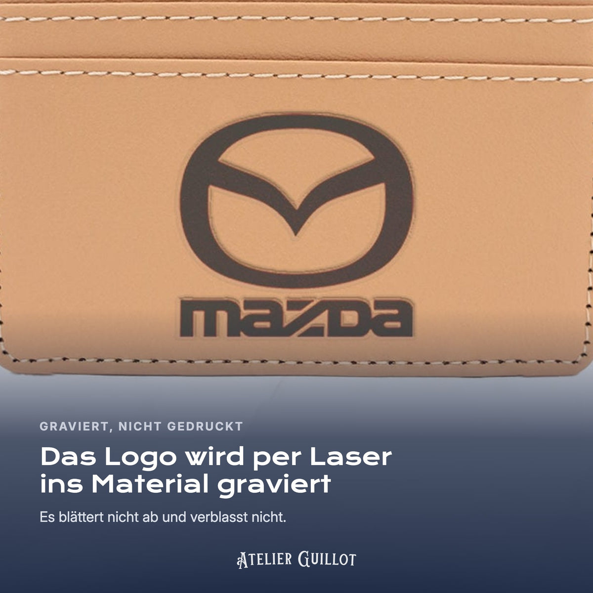 Logo Mazda, per Laser in Kunstleder graviert