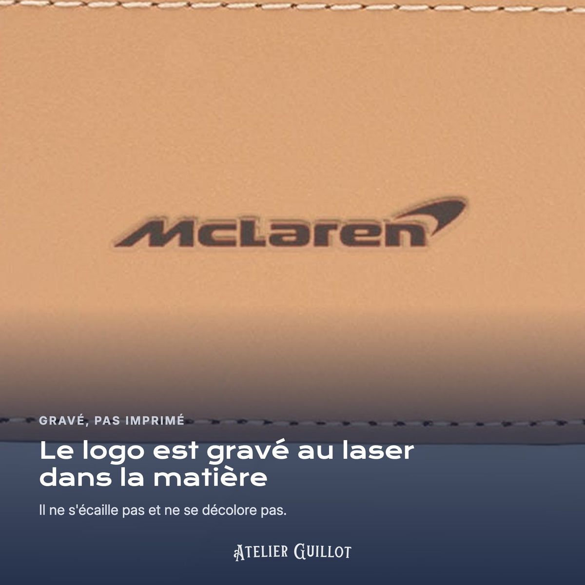Logo McLaren gravé au laser dans le simili cuir