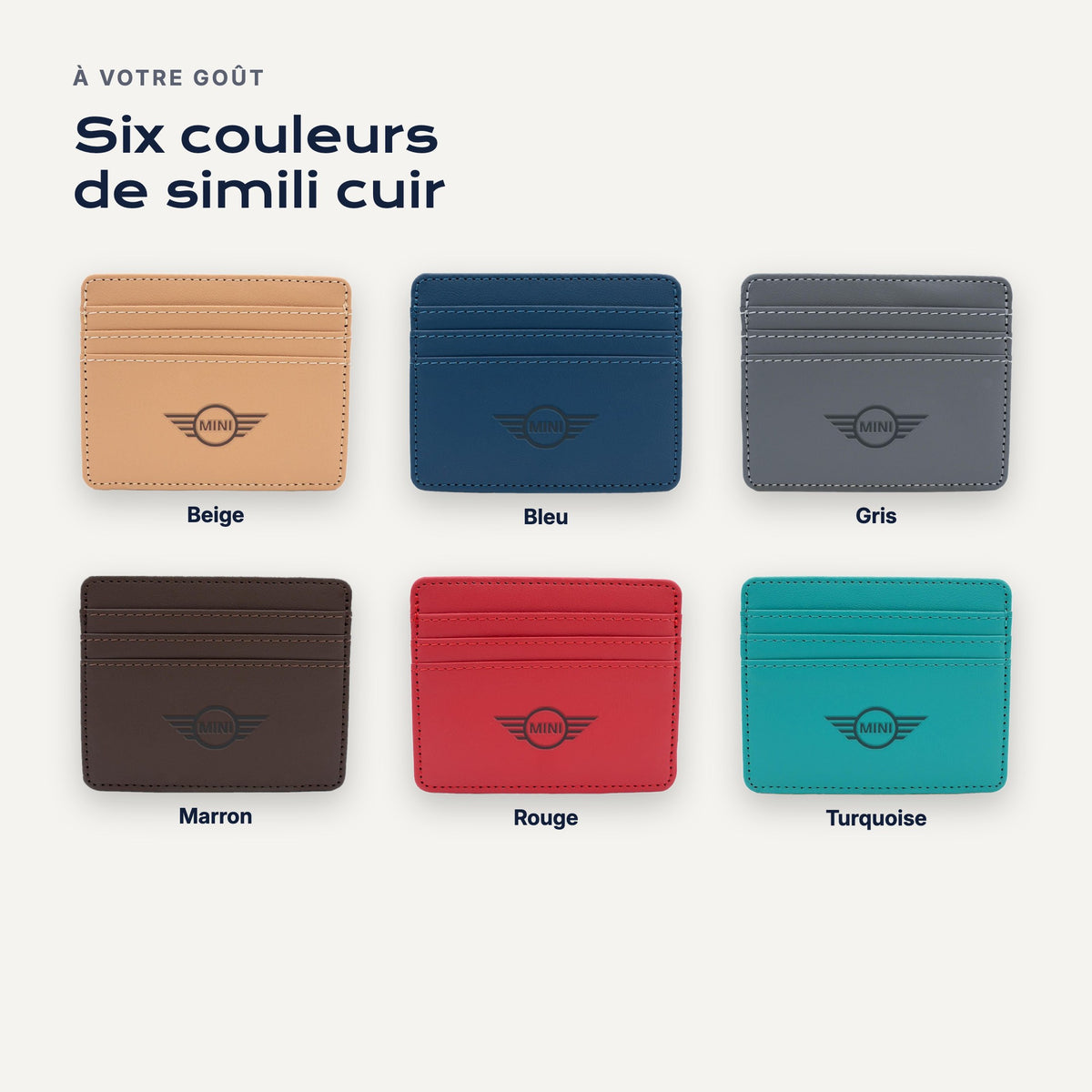 Porte-carte bancaire Mini : les couleurs de simili cuir