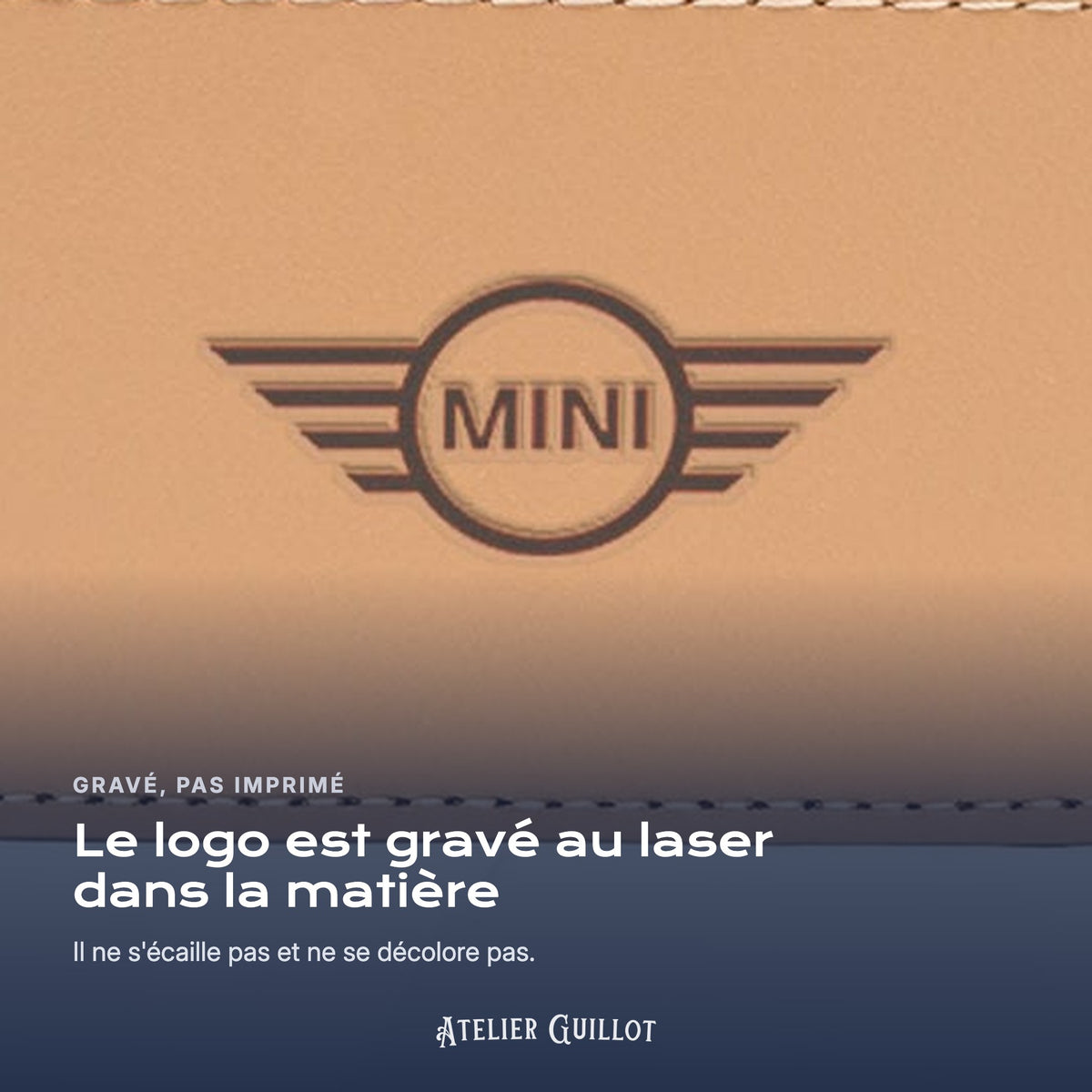 Logo Mini gravé au laser dans le simili cuir