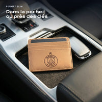 Porte-carte bancaire Paris près d'une clé, format slim