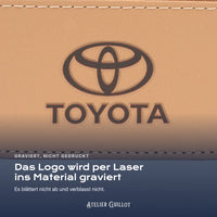 Logo Toyota, per Laser in Kunstleder graviert