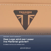 Logo Triumph, per Laser in Kunstleder graviert