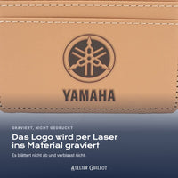 Logo Yamaha, per Laser in Kunstleder graviert