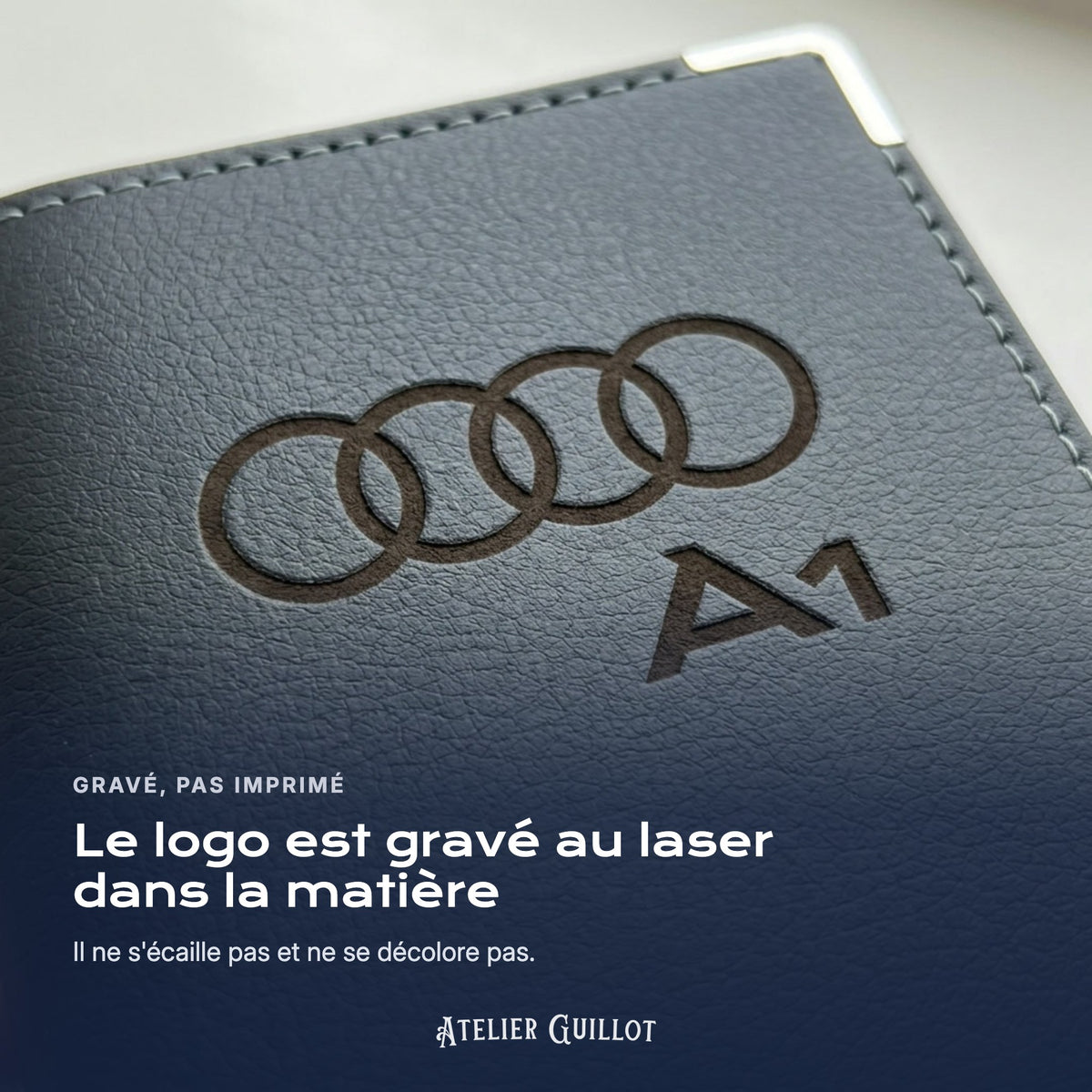 Logo Audi A1 gravé au laser dans le simili cuir
