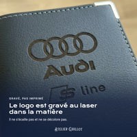 Logo Audi S-line gravé au laser dans le simili cuir