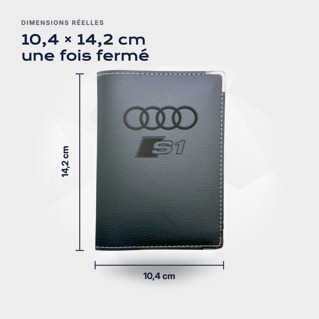 Porte-carte grise Audi S1 Atelier Guillot : 10,4 × 14,2 cm une fois fermé