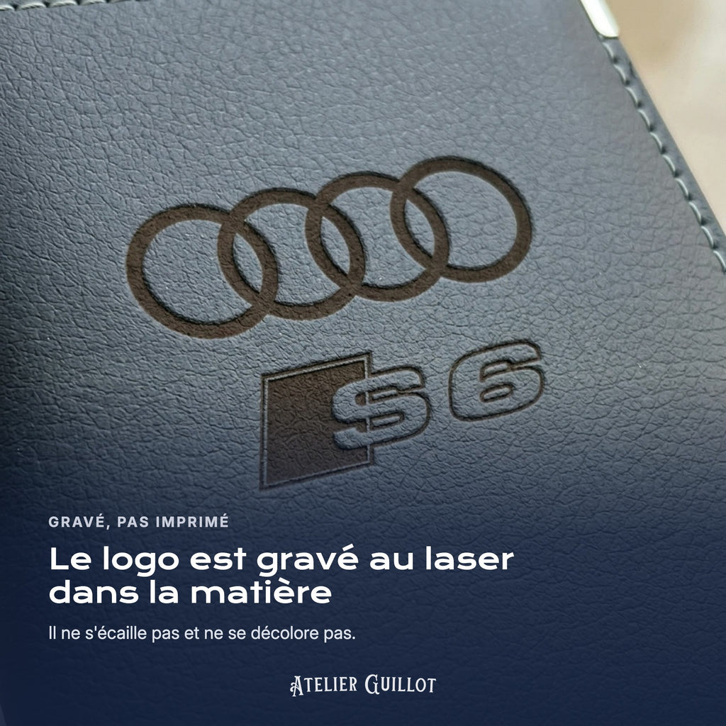 Logo Audi S6 gravé au laser dans le simili cuir