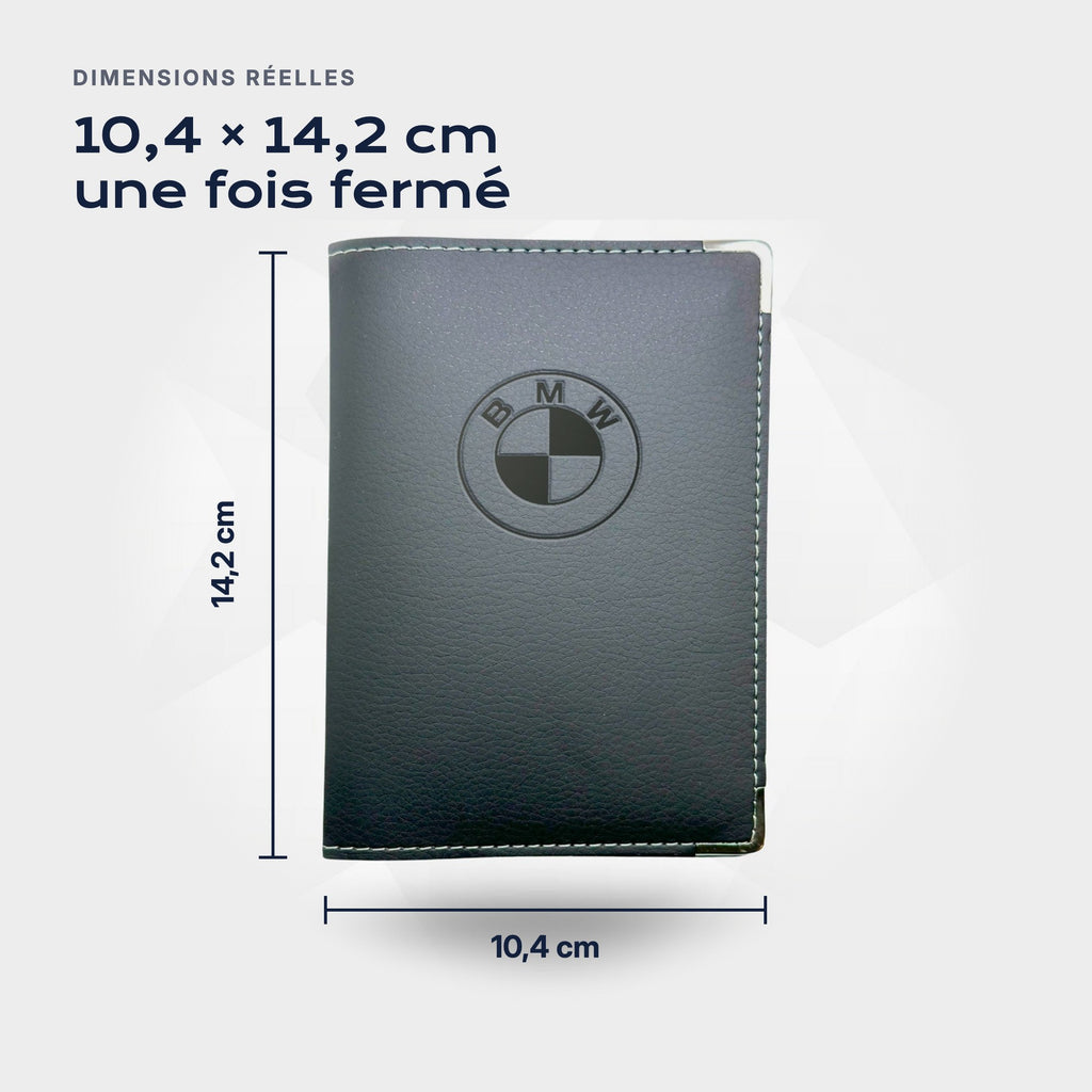 Porte-carte grise BMW Atelier Guillot : 10,4 × 14,2 cm une fois fermé