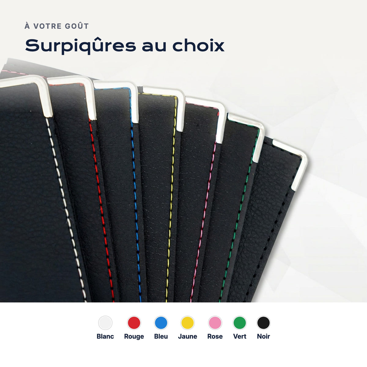 Surpiqûres au choix : blanc, rouge, bleu, jaune, rose, vert, noir
