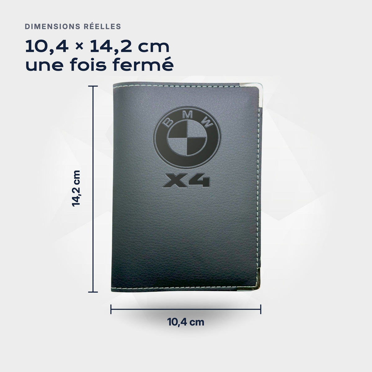 Porte-carte grise BMW X4 Atelier Guillot : 10,4 × 14,2 cm une fois fermé