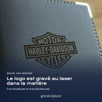 Logo Harley Davidson gravé au laser dans le simili cuir