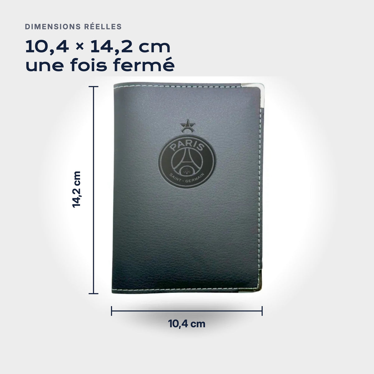 Porte-carte grise PSG Atelier Guillot : 10,4 × 14,2 cm une fois fermé