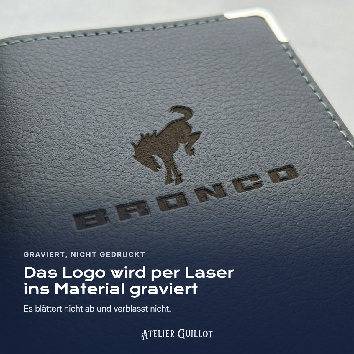 Logo Bronco, per Laser in Kunstleder graviert