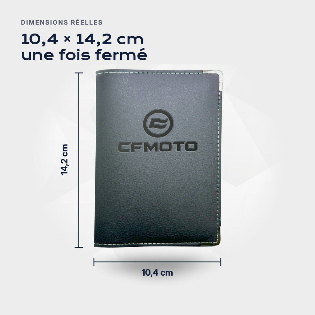 Porte-carte grise CF Moto Atelier Guillot : 10,4 × 14,2 cm une fois fermé