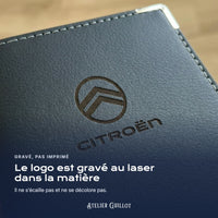 Logo Citroën gravé au laser dans le simili cuir