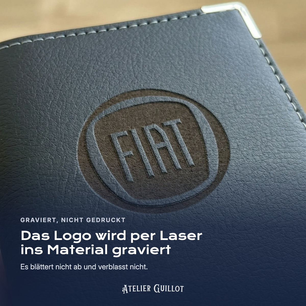 Logo Fiat, per Laser in Kunstleder graviert