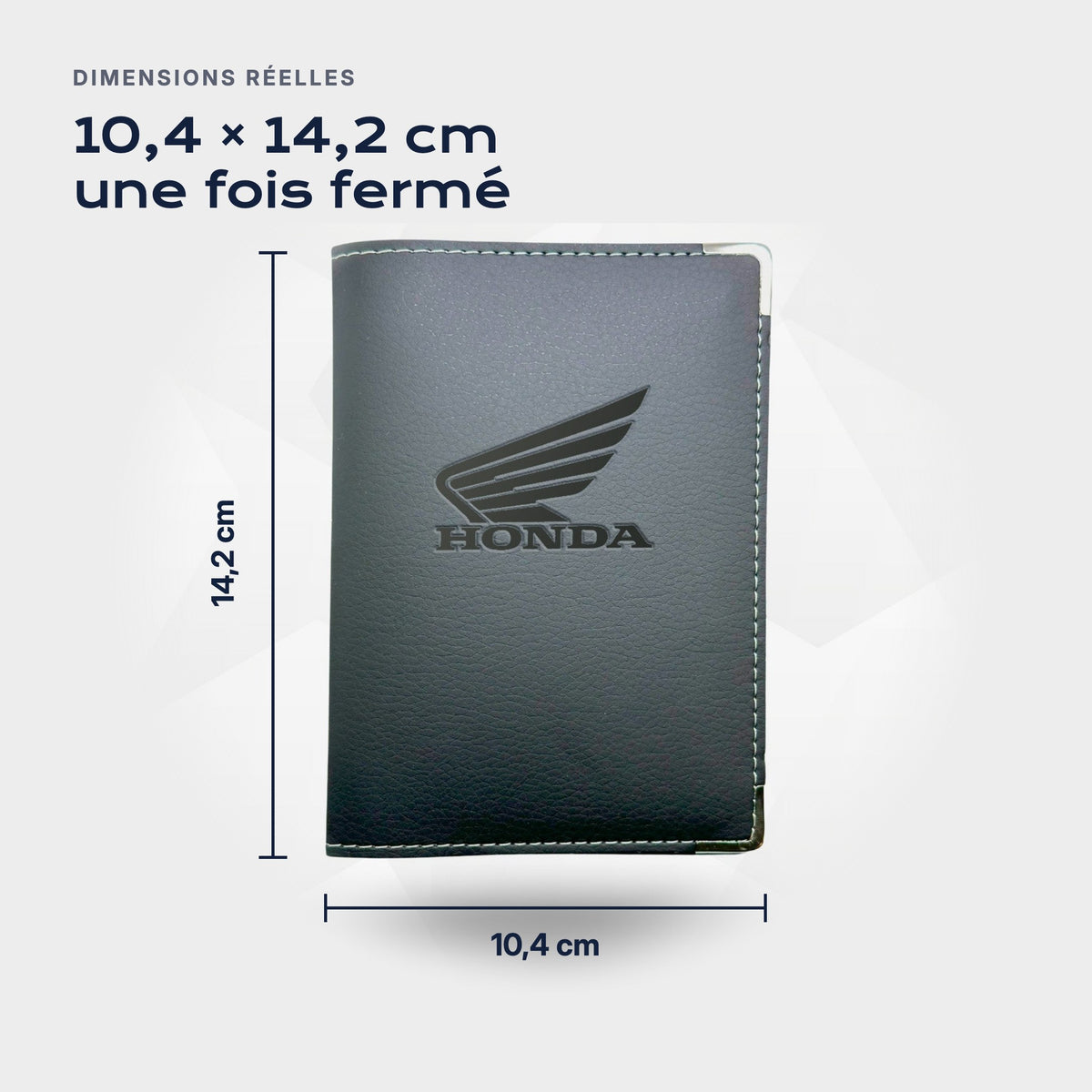 Porte-carte grise Honda Moto Atelier Guillot : 10,4 × 14,2 cm une fois fermé