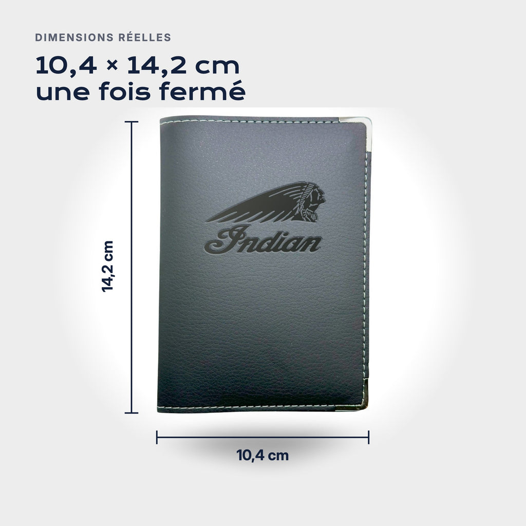 Porte-carte grise Indian Motorcycle Atelier Guillot : 10,4 × 14,2 cm une fois fermé