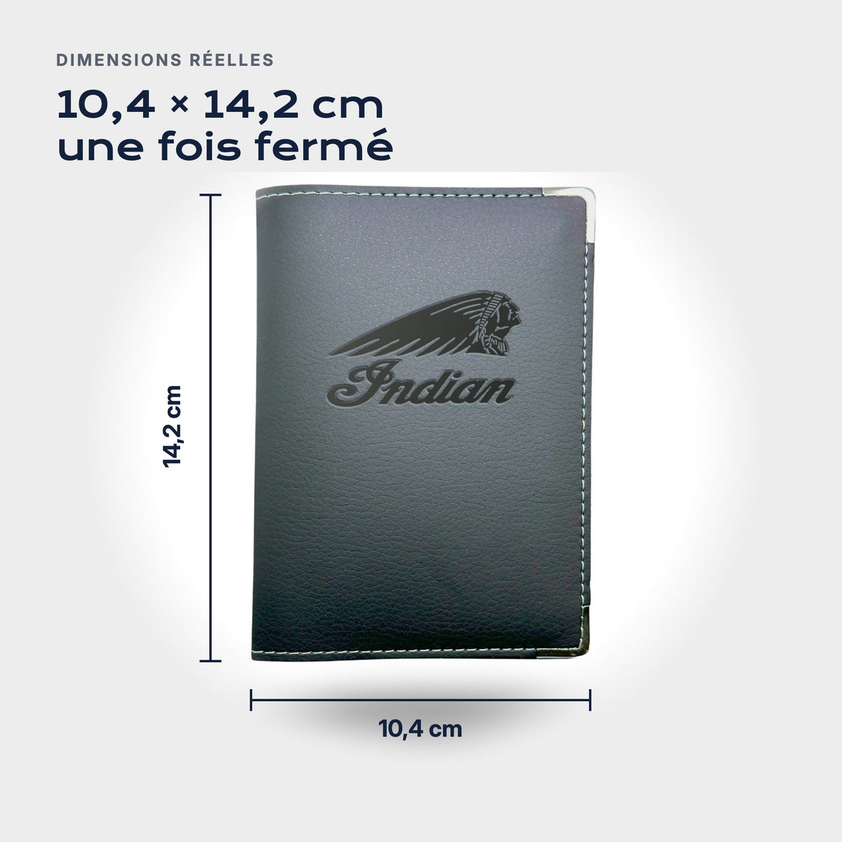 Porte-carte grise Indian Motorcycle Atelier Guillot : 10,4 × 14,2 cm une fois fermé
