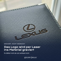 Logo Lexus, per Laser in Kunstleder graviert