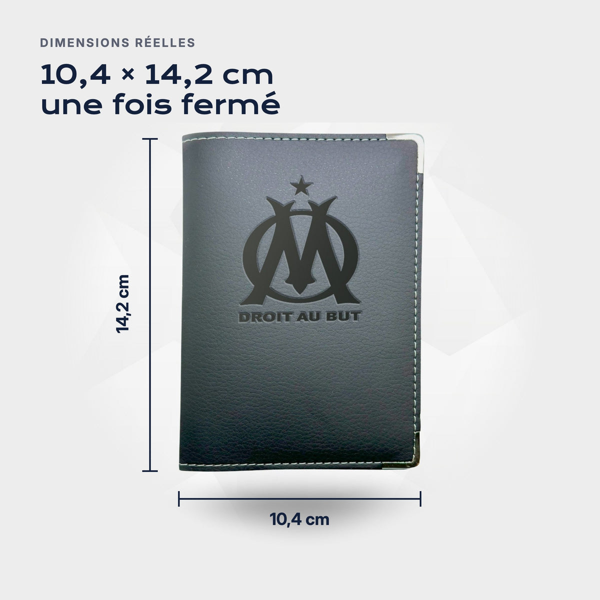 Porte-carte grise Olympique de Marseille Atelier Guillot : 10,4 × 14,2 cm une fois fermé
