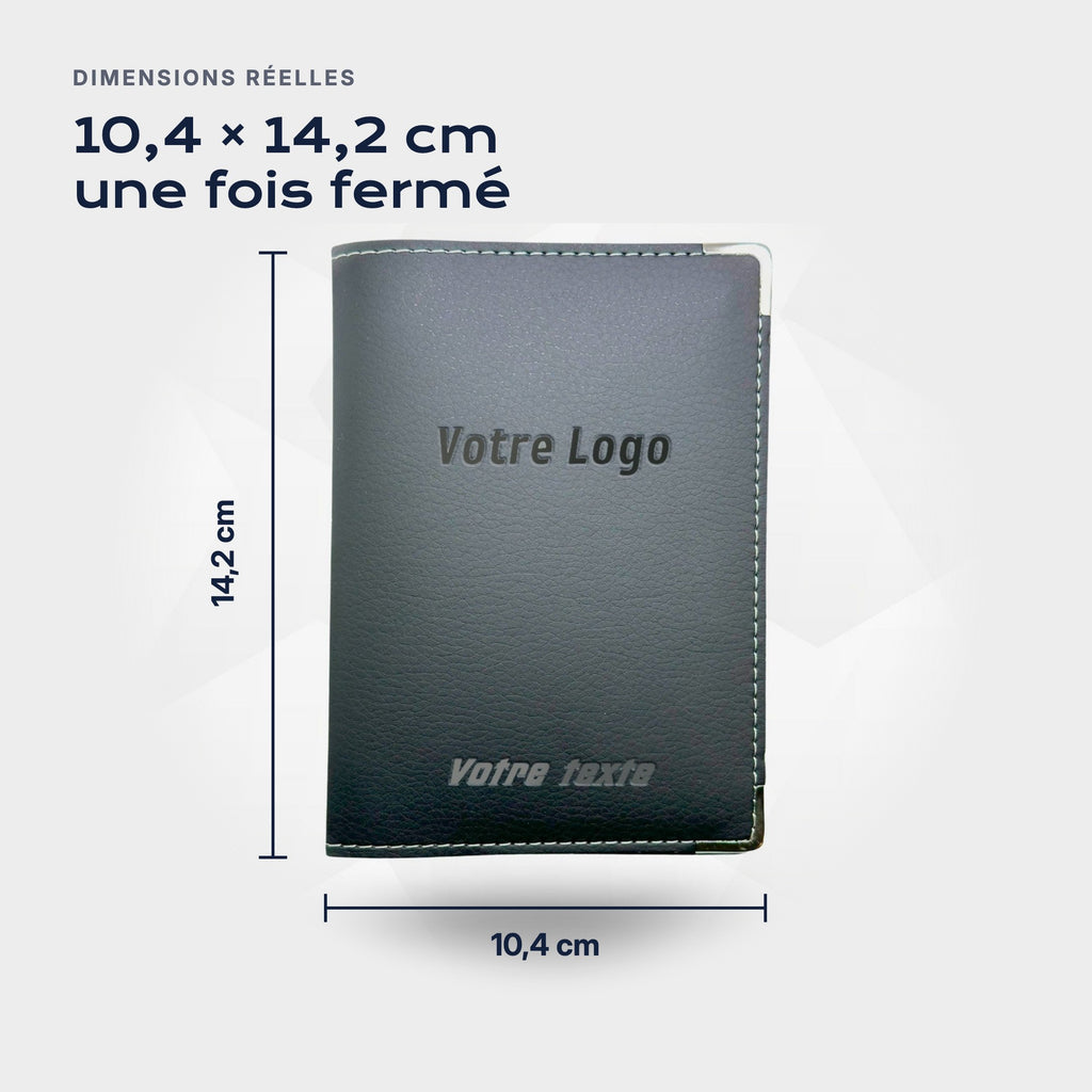 Porte-carte grise Personnalisé Atelier Guillot : 10,4 × 14,2 cm une fois fermé