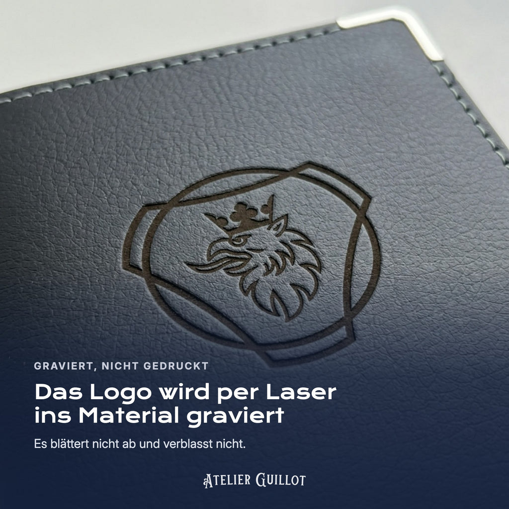 Logo Scania, per Laser in Kunstleder graviert