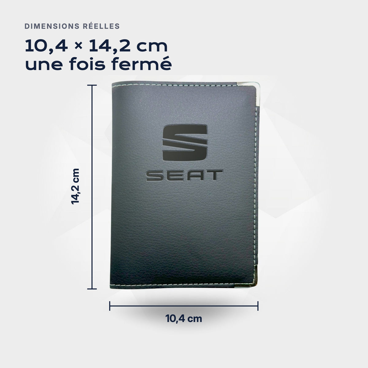 Porte-carte grise SEAT Atelier Guillot : 10,4 × 14,2 cm une fois fermé