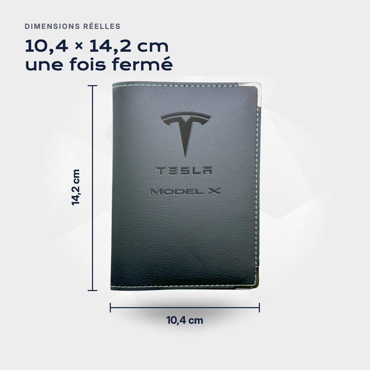 Porte-carte grise Tesla Model X Atelier Guillot : 10,4 × 14,2 cm une fois fermé